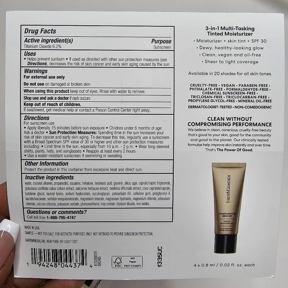 bare Minerals Complexion Rescue Tinted Moisturer With SPF 30 3-in-1 Set Of Four